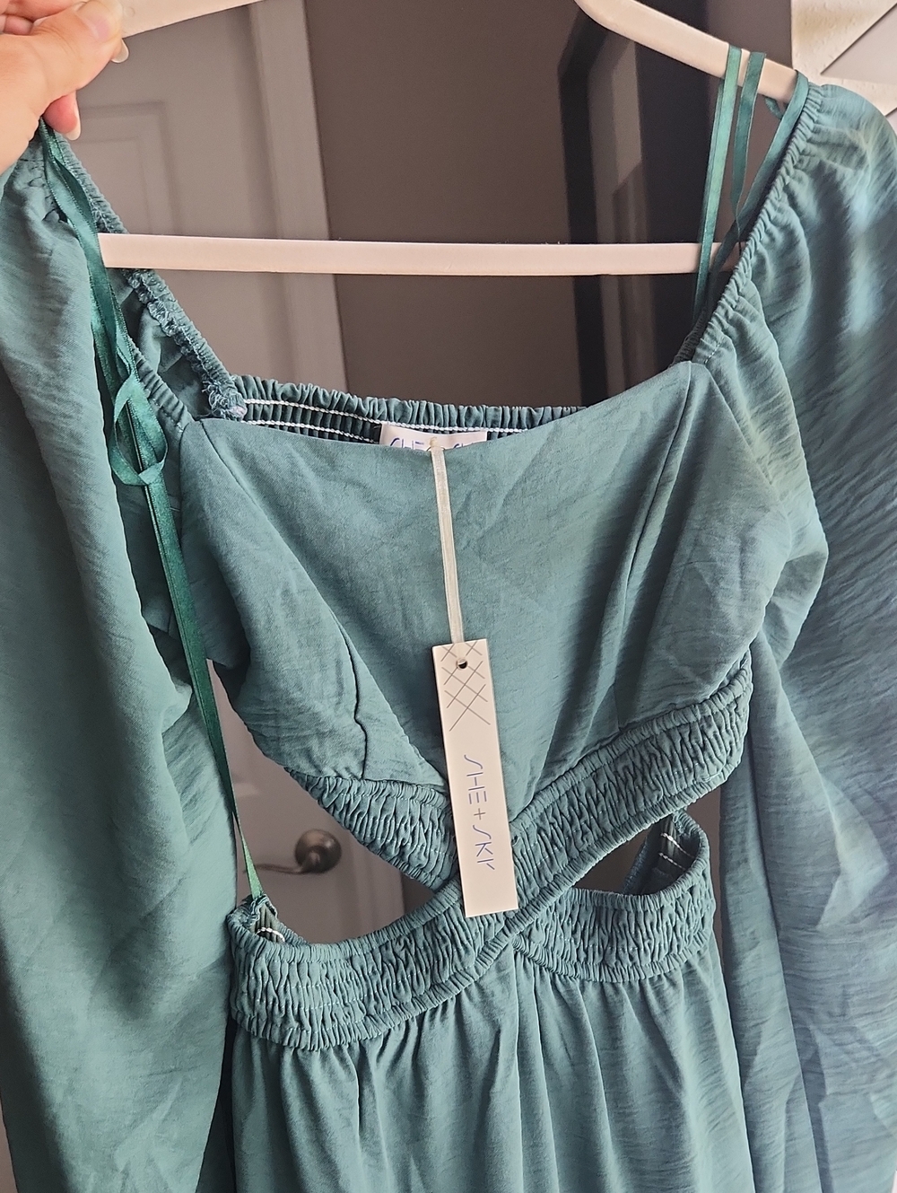 NWT She + Sky Green Cutout Maxi Dress